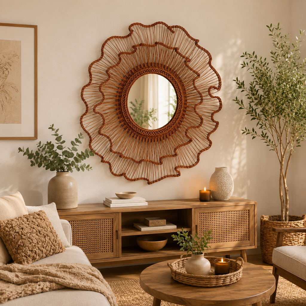 Rattan Volanlı Ayna