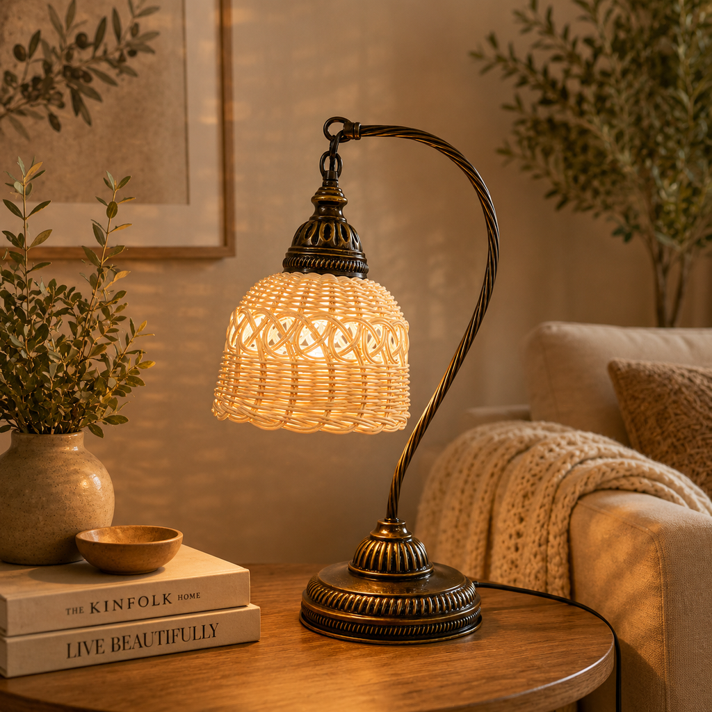 Rattan Ferforje Abajur