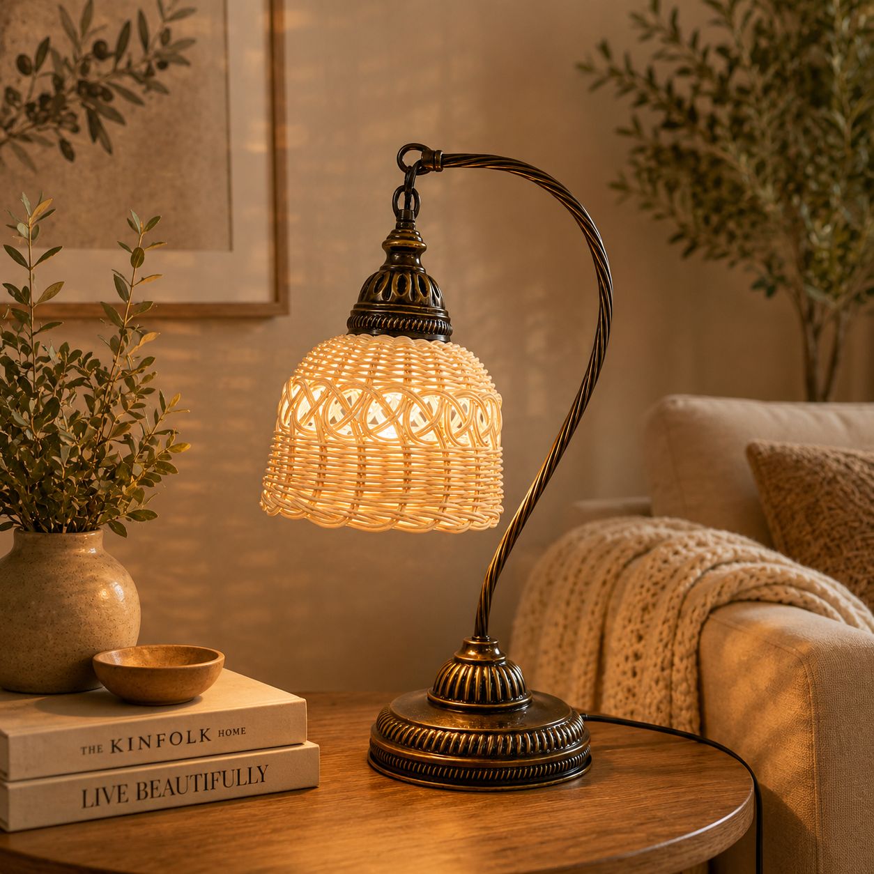 Rattan Ferforje Abajur